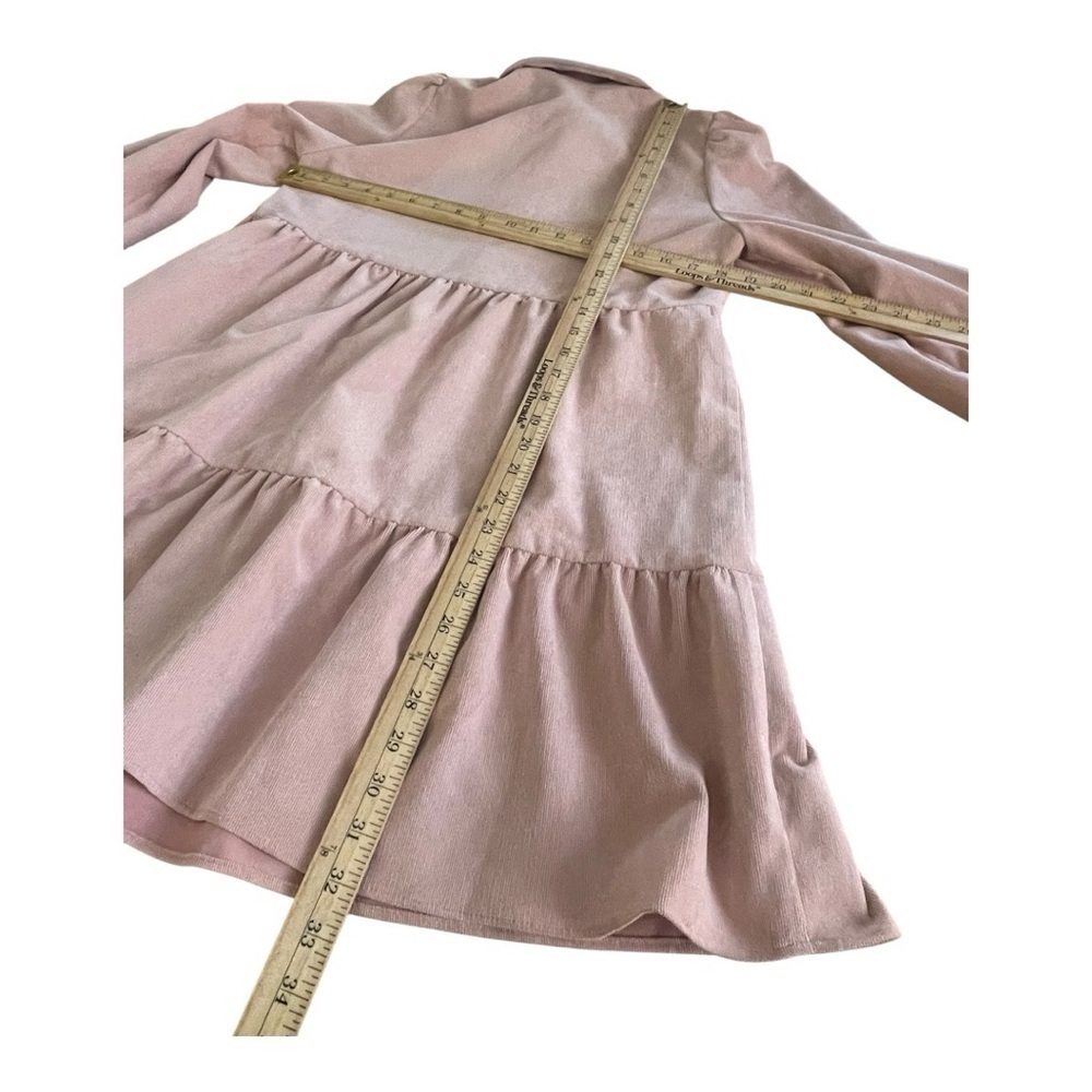 ZARA Pink Corduroy Babydoll Dress Size Small Tiered Casual Summer Spring Boho - Picture 5 of 11